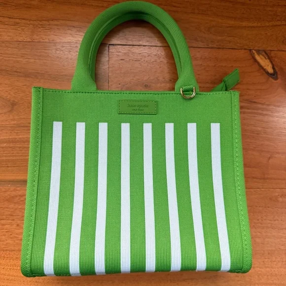 NWOT Kate Spade New York x Target Green and White Stripe Knit Crossbody Bag OS - Picture 3 of 16